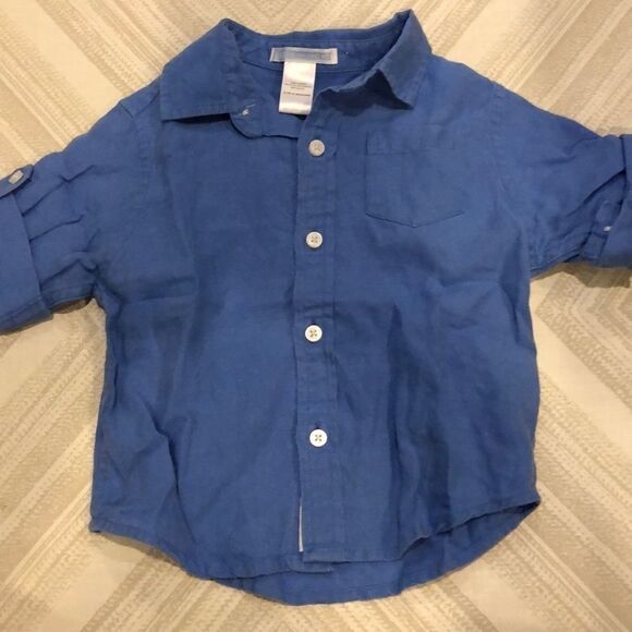 Janie and Jack Boys Blue Button Down Shirt - Picture 1 of 7